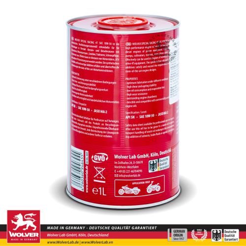 Wolver 4T Special Racing 10W-50 SN 1L (Fully Synthetic)